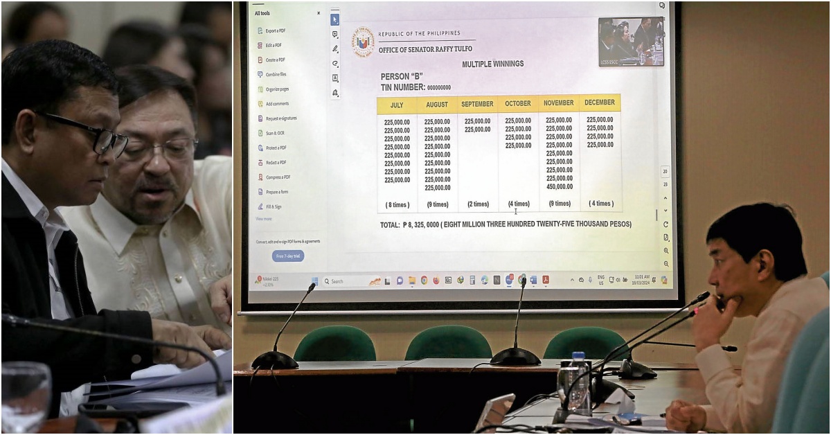 Senator Tulfo questions ‘investments’ in PCSO’s lotto winnings